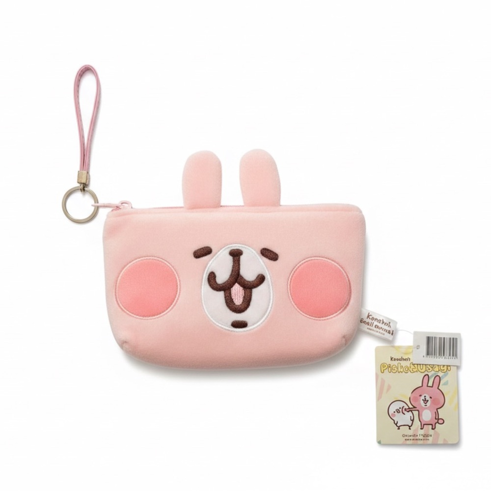 NWT ❤️Kanahei’s Small Animals Usagi Pink Plush Clear Pouch Wristlet